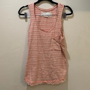 Anthropologie Pink and White Striped Pocket Tank Top